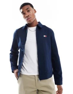 Tommy Jeans Logo Bomber Jacket In Navy Blue For Men