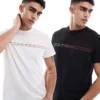 Tommy Jeans 2-pack Logo Slim T-shirts In Multi/ecru For Men
