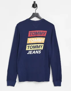 Tommy Jeans Back Mountain Print Long Sleeve Top In Navy For Men Twilight Navy 9 Tommy Jeans Back Mountain Print Long Sleeve Top In Navy For Men Twilight Navy -Tomeans Store 21359576 1 twilightnavy 1