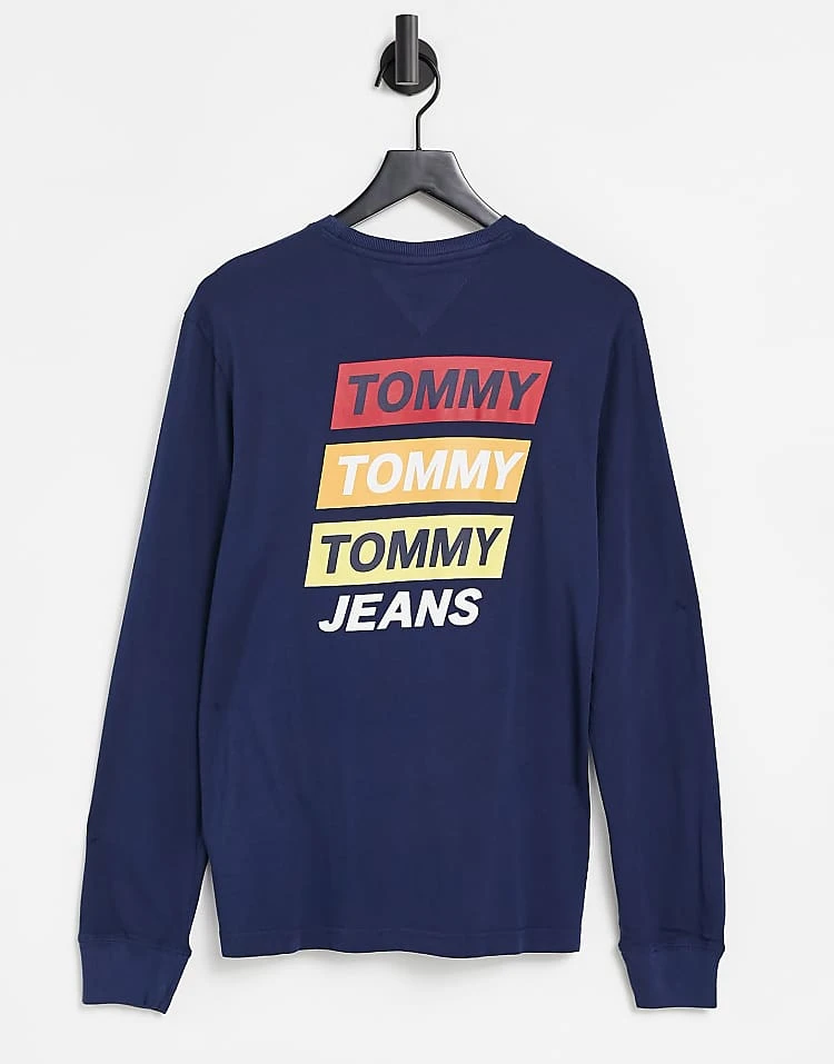 Tommy Jeans Back Mountain Print Long Sleeve Top In Navy For Men Twilight Navy 1 Tommy Jeans Back Mountain Print Long Sleeve Top In Navy For Men Twilight Navy